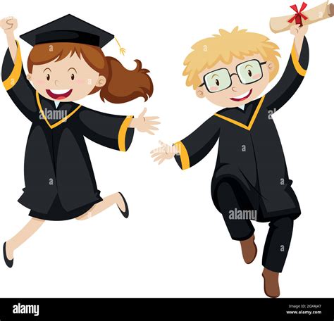 Man And Woman In Black Graduation Gown Stock Vector Image And Art Alamy