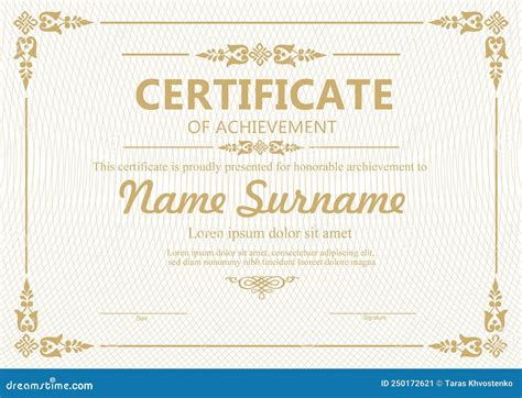 Vector Gold Certificate Template Stock Vector - Illustration of concept, blank: 250172621