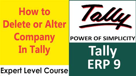 Tally Erp Company Alteration Alter Option Not Showing In Tally Erp