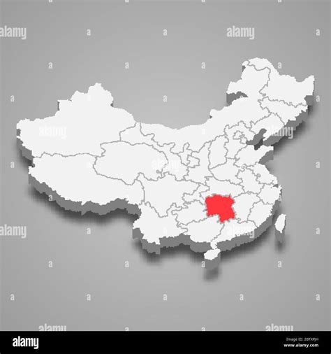 Hunan province location within China 3d map Stock Vector Image & Art ...