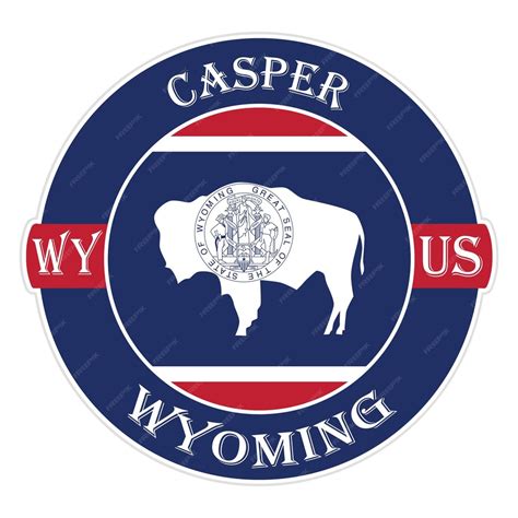 Premium Vector Casper Wyoming Flag Usa Travel Souvenir Seal Stamp