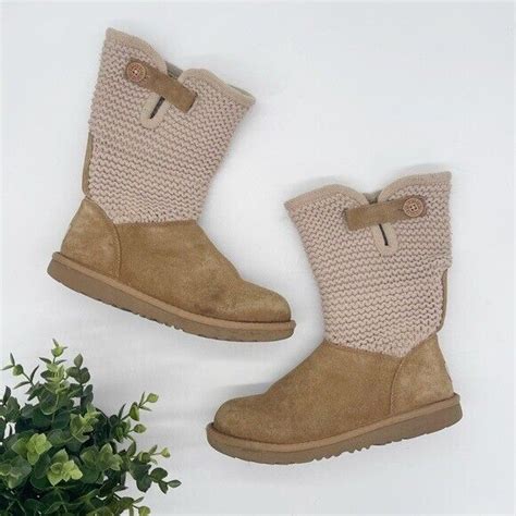 Ugg Womens Shaina Sweater Cuff Foldover Boot In Chestnut Color Size 5 Ebay