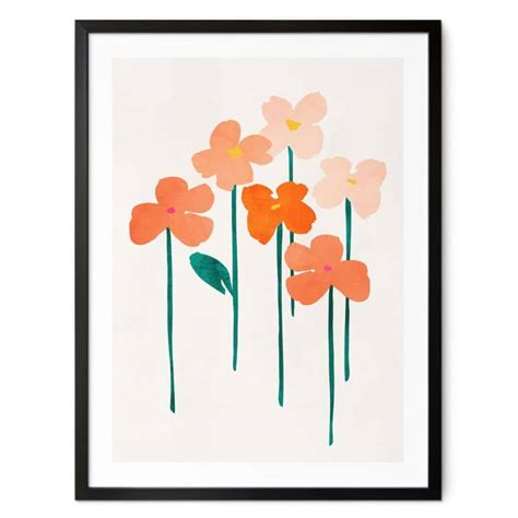 Plakat Sm Blomster I Ferskenfarver Kubistika Wall Art Dk