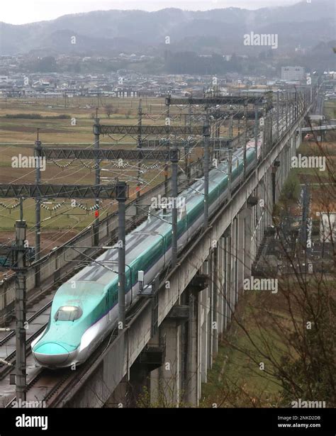 Tohoku Shinkansen Bullet Train Passes An Accident Site That A Train