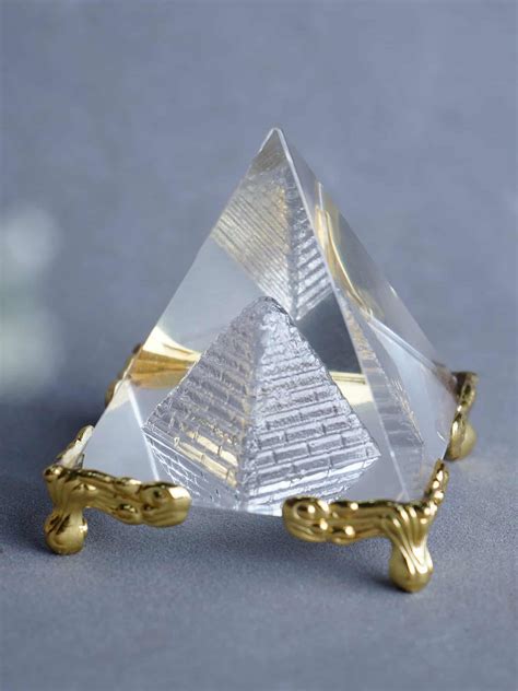 Glass Pyramid With Golden Metal Base Crystal Pyramid Shubhanjali Care For Your Mind Body