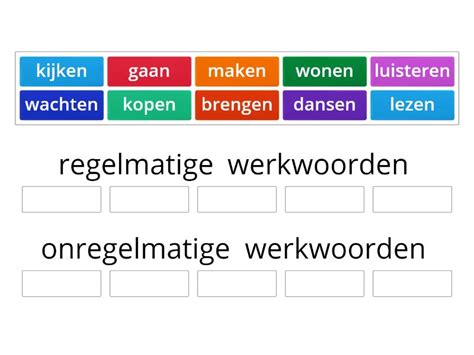 Woordenset Met Regelmatige En Onregelmatige Werkwoorden Group Sort