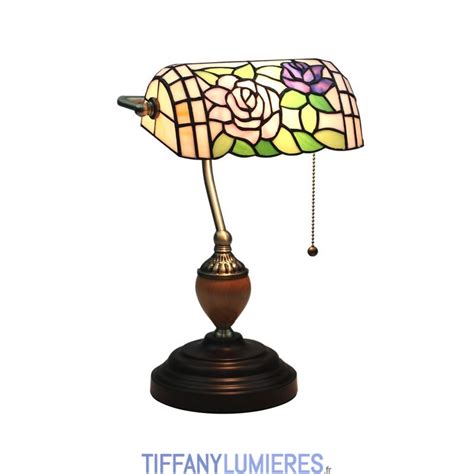 Lampe De Table Tiffany De Style Europ En En Vitrail Rose France