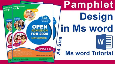 How To Make Pamphlet Design In Ms Word Tutorial Admission Open