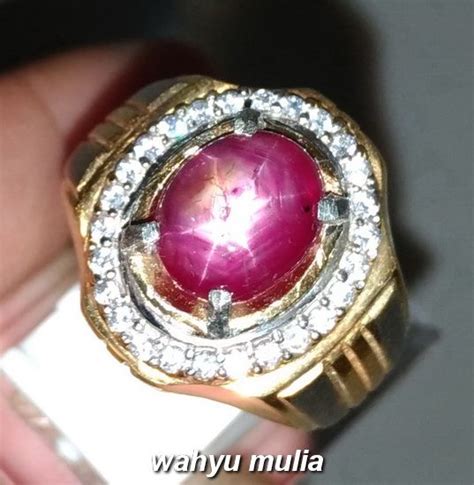 Cincin Batu Akik Natural Merah Ruby Star Asli Kode 1348 Wahyu Mulia