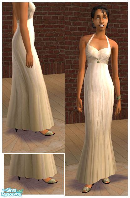 The Sims Resource Long Dress Bb001 Elegant Cream