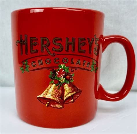 Hersheys Chocolate Mug Extra Large Ounce Red Holiday Bells Graphic