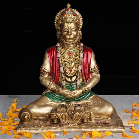 Buy The Advitya Meditating Hanuman Ji Murti Bajrangbali Sitting Resin