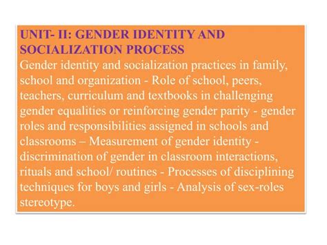 Unit2 Gender Identity And Socialization Process Notes Pptx