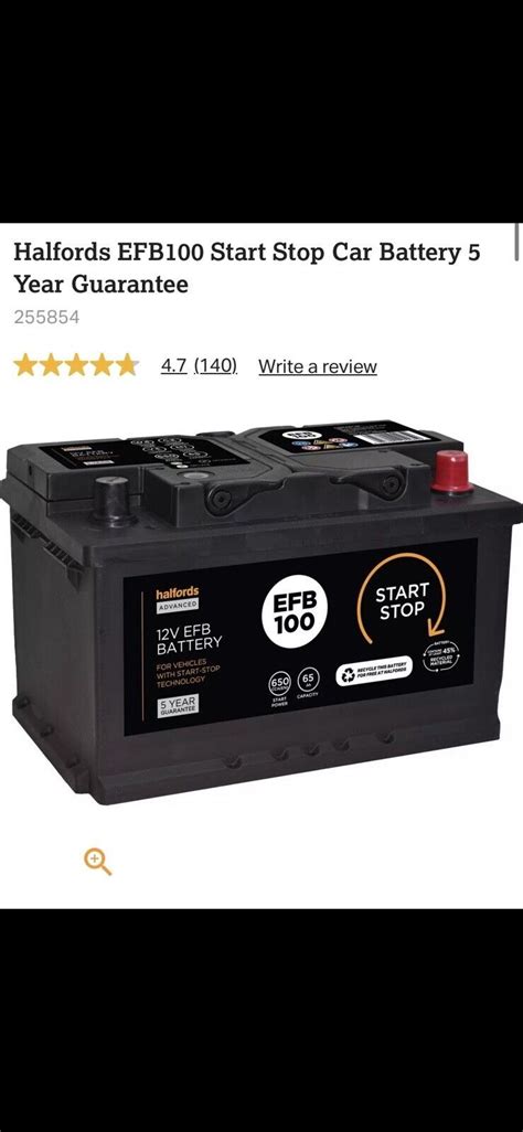 Halfords Advanced Efb Efb Stop Start Car Battery V Ah