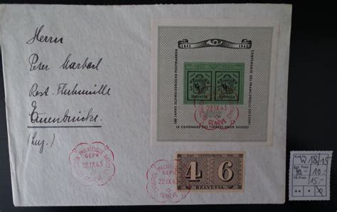 1943 Brief Mit Sonderblock W18 Und Ausschnitt Luxusblatt Kaufen Auf