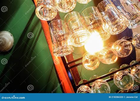 Beer Mugs And Glasses With The Logos Of Jelen Pivo And Niksicko Pivo