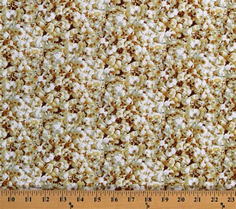 Cotton Popcorn Snacks Food Favorite Foods Multicolor Cotton Fabric