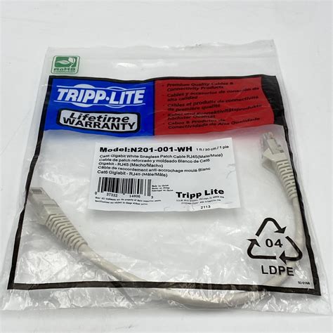Tripp Lite by Eaton 1FT Cat6 Snagless Unshielded (UTP) Pure Bare Copper Patch Cable 550MHz — White (10-Pack) (N201-C6-UTP-1FT-WH-10PK)