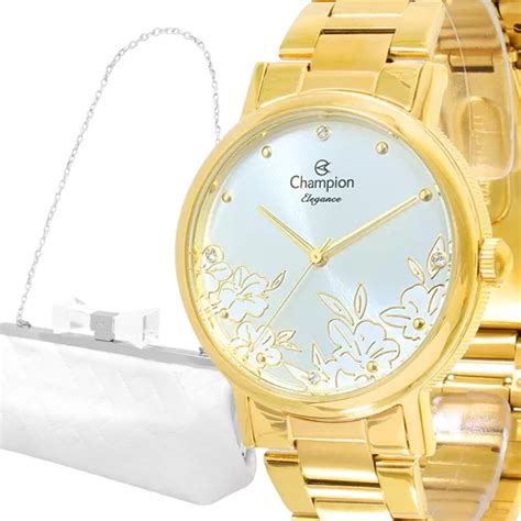 Reloj Champion Para Mujer Impermeable Dorado Original Fondo