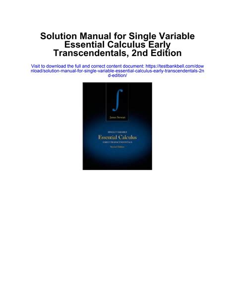 Solution Manual For Single Variable Essential Calculus Early