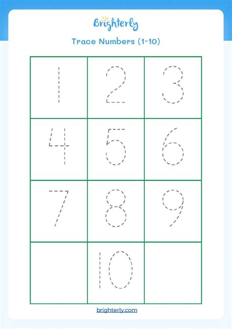 Number Tracing Worksheets 1 10