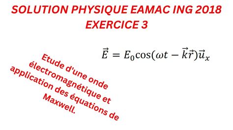 Solution Du Probl Me Physique Au Concours Eamac Niveau Ing Eac