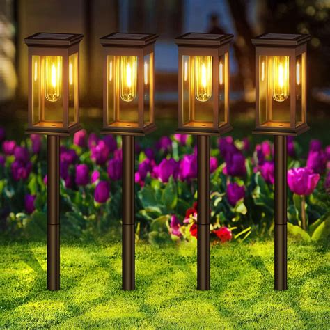 Trahoo Solar Pathway Lights Outdoor Pack Upgraded Solar Outdoor