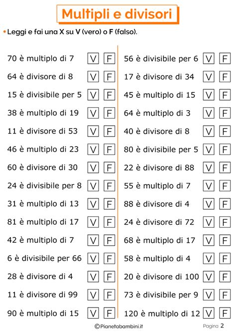 Esercizi Su Multipli E Divisori Per La Scuola Primaria Lezioni Di