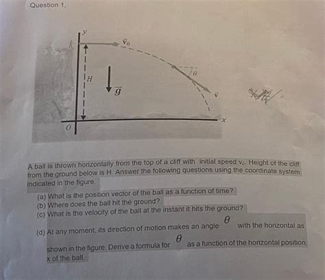 Solved Question A Ball Is Thrown Horizontally From The Chegg