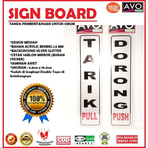 Jual Sign Label Sticker Dorong Tarik Push Pull Acrylic Sign Board