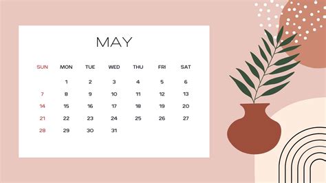 Download May Calendar Aesthetic Design Wallpaper