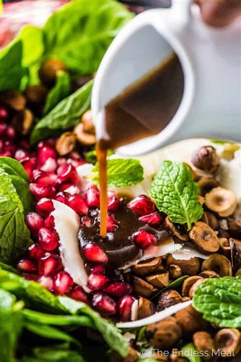 Spinach Pomegranate Salad With Spinach Hazelnuts And Mint The