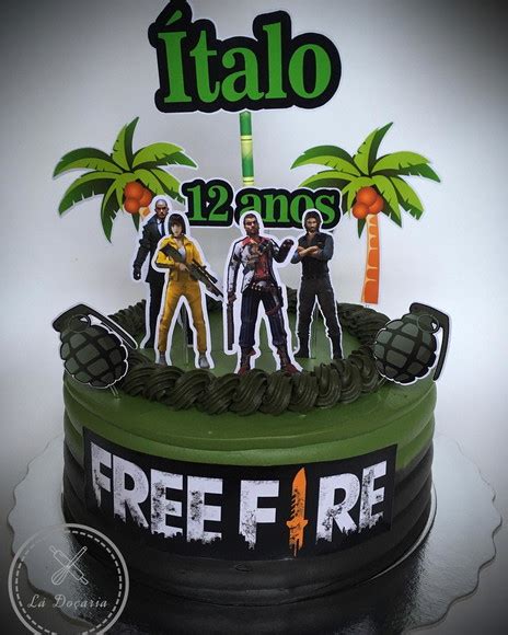 Topo De Bolo Personalizado Tema Free Fire Elo