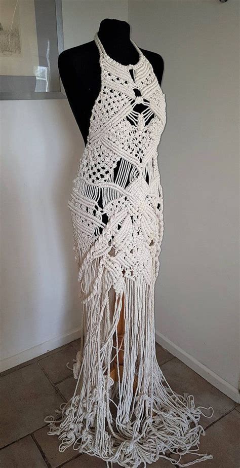 Macrame Dress Hand Knotted Macrame Dress Made From Natural Cotton Rope