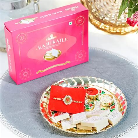 Buy Send Silver Kaju Katli Thali Online Floraindia