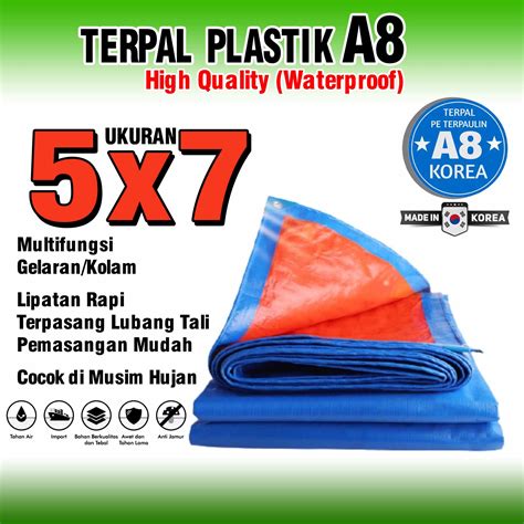 Terpal Ukuran 5x7 Meter Lembaran Ketebalan A8 Berkualitas Terpaulin