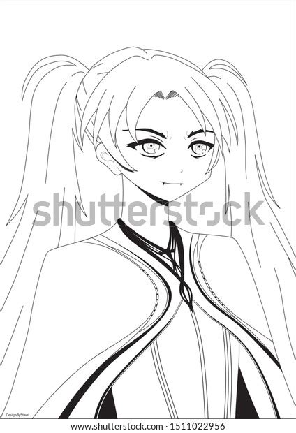 Anime Vampire Girl Lineart Drawing Coloring Stock Illustration 1511022956