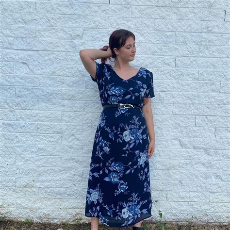 R J And Co Vintage Blue Floral Dress 🧿 Depop