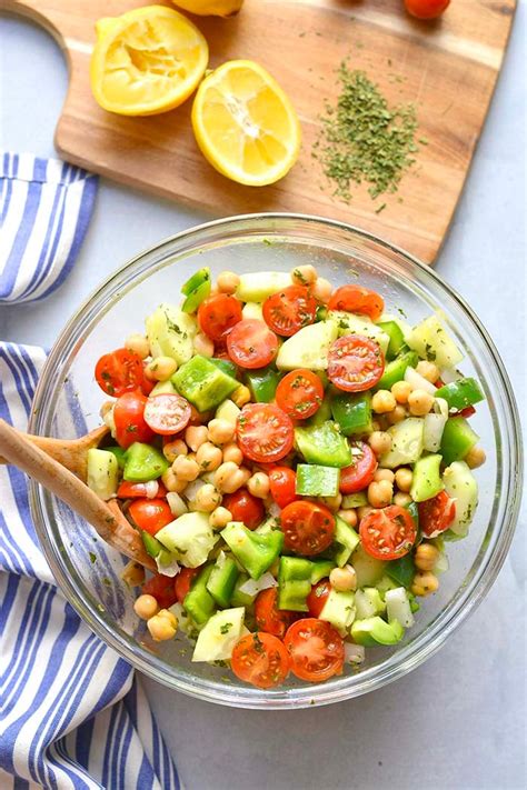 Chickpea Tomato Cucumber Salad Low Caloire Gf Skinny Fitalicious®