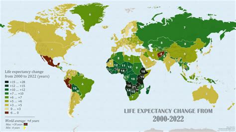 Life Expectancy Worldwide Mapped 2000 2022 Vivid Maps