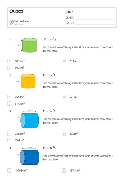 Volume Of A Sphere Worksheets For Nd Year On Quizizz Free