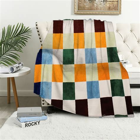 Onetech Throw Blanket Checkerboard Rainbow Colorful Chessboard Flannel