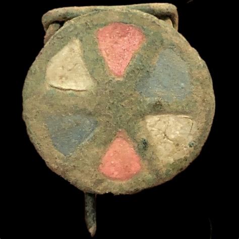Ancient Roman Bronze Coloured Enamelled Fibula Brooch 200 400 Ad 1