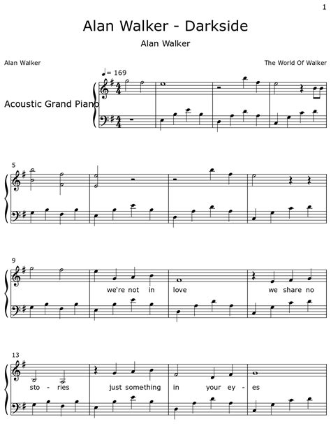 Alan Walker - Darkside - Sheet music for Piano