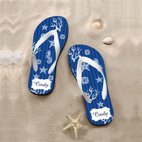 Custom Sandalsnautical Design Flip Flops Beachy Design Flip Flops