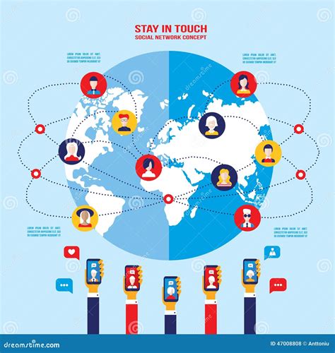 Social Network Concept Global Communication Infographic Elements Stock