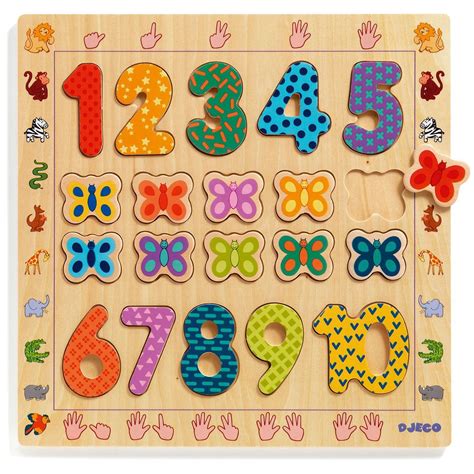 1 10 Wooden Number Puzzle Djeco First Puzzles