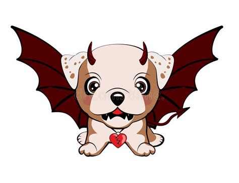 Devil Dog With Horns And Bat Wings Stock Vector Illustration Of T