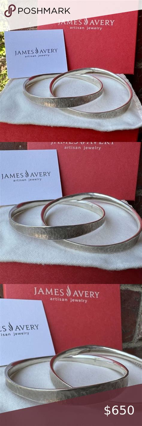 James Avery Sterling Silver Hammered 2 Linked Forged Bangle Bracelets 2