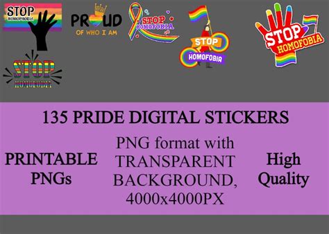 135 Pride Month Digital Stickers 20 BONUS Templates LGBTQ Pride Sticker Pack Gay Stickers Pack
